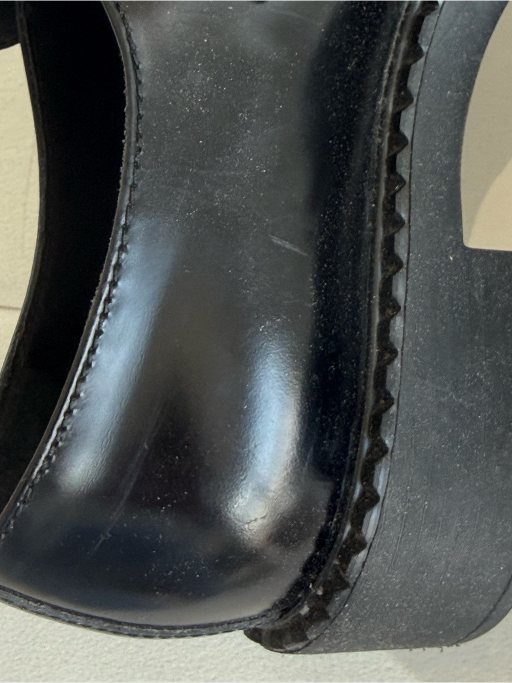 Prada Black Leather Platform Loafers Triangle Logo Women Shoes EU 37 $1270 store - Picture 8 of 13